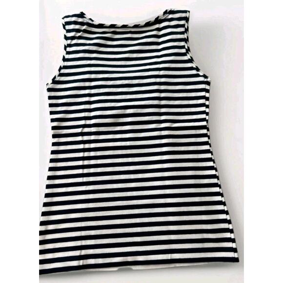 Kate Spade Sleeveless Top Nautical Blue Stripe Beaded Neck Women's Size Medium M - Picture 3 of 4